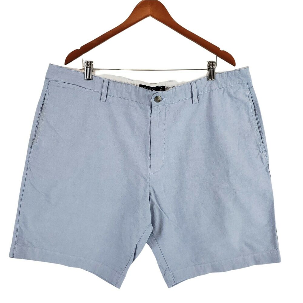 Chaps Chino Shorts Mens 42 Blue Regular Fit Flat Front 100% Cotton Slash Pockets